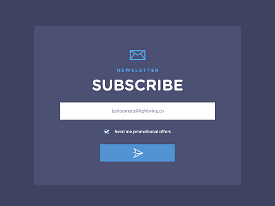 Newsletter UI blue design email flat form newsletter subscribe ui web