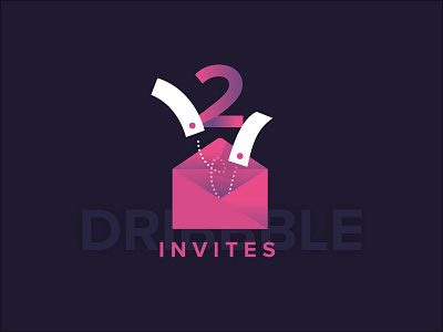Two Dribbble Invites 2 dribbble envelope giveaway invite invites pink