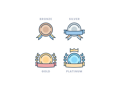 Package Icons bronze design gold icon illustration medal package platinum silver style
