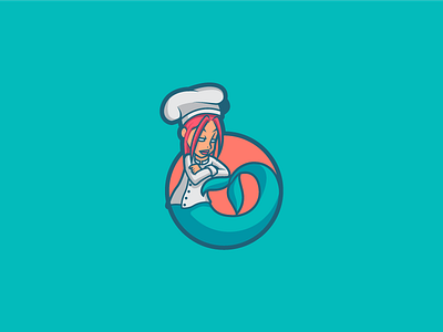 Chef Mermaid Logo brand chef colors food idea logo mascot