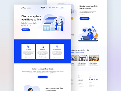 Real Estate Landing Page design illustration residence ui user experience user interface ux web element website design