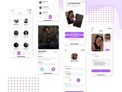 Zinlo - Dating App UI Kit app chat couple date dating design love lover profile search setting ui ui design uiux ux