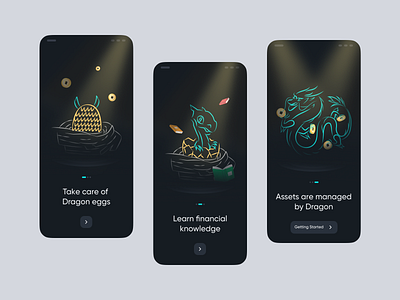 Onboarding: The story of Dragons branding capital dc dragon financial fund illustration onboarding stonehub story telling ui walkthrough