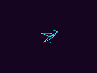 Bird rebound bird blue fly flying icon logo mark reloart stroke wing
