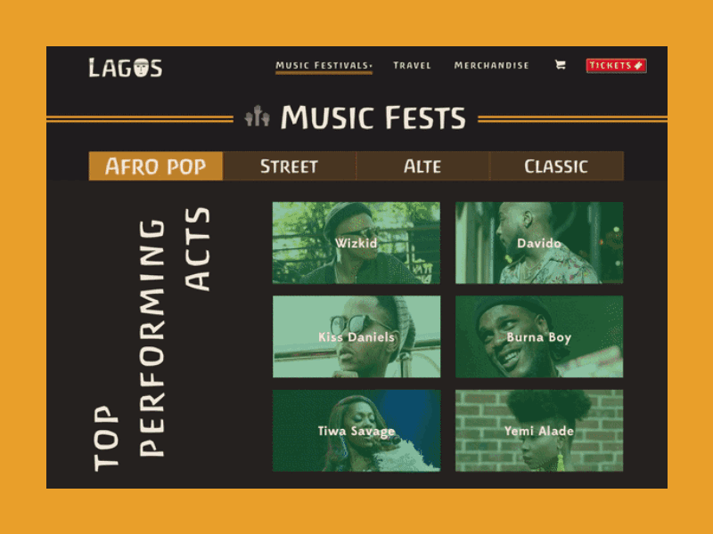 Lagos Music Festival Website app brand brand identity branding colors design ui uiux web website