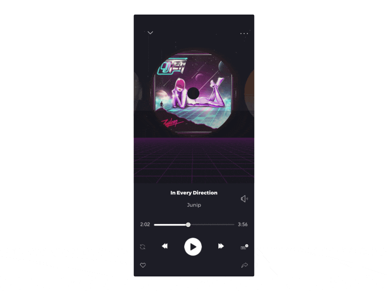 Rewind Music App (Switching Songs) 80s 90s app clean clean ui colors design icons interaction interaction design minimal mobile app mobile app design mobile ui motion music app music player music player app old school ui