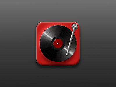 Realistic style record player icon sketch