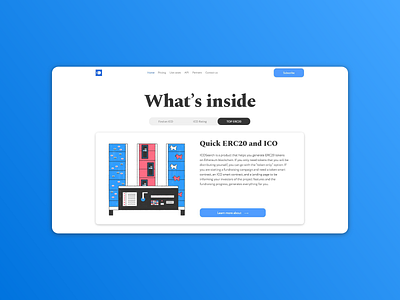 Crypto product landing page branding design flat landing page minimal ui web website