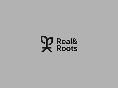 Real & Roots black brand design eco green leaf letter logo logotype monogram monogram design nature r root rooted roots symbol typography