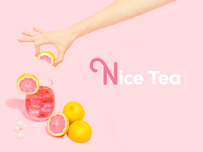 Nice Tea beverage block color fruit glass ice iced juice lemon logo packaging pink soft symbol tea