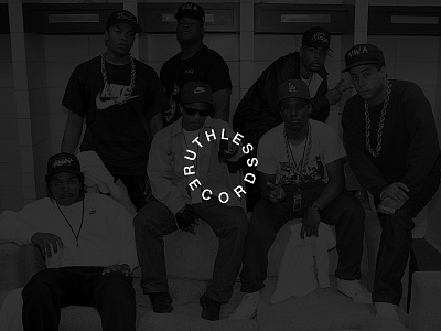 Ruthless Records circular design easy eazy helvetica hip hop lo logo logotype minimal modern music nwa rap records ruthless simple symbol type typography