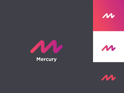 Mercury Logo design app contest design gradient logo m merch mercury minimal monogram movement path redesign simple space stroke