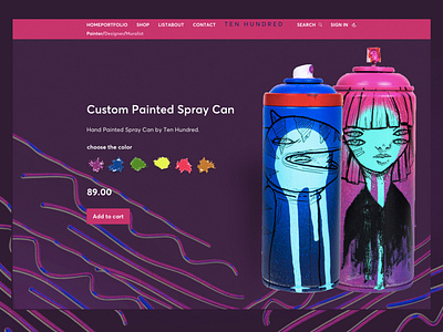 Custom Pointed Spray Can Product Page branding design designer dimension page.sale photoshop product sketch splash ui uiux ux web xd