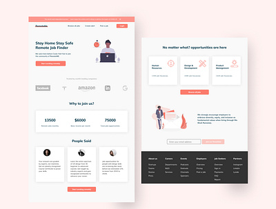 RemotMe - Landing Page application branding dailyui design freelance job landingpage product design remote ui uiux ux webdesign website