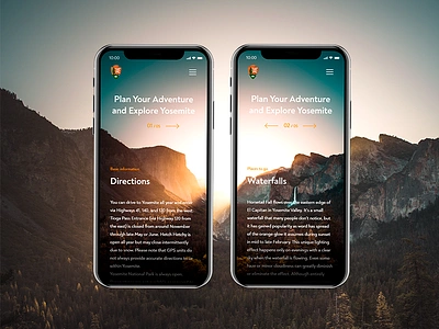 National Park Services Concept App adventure design hiking mobile app mobile ui mountains national park national parks nature travel travel app ui usa ux wild yosemite