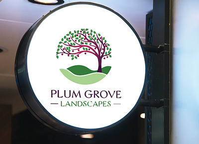 PLUM GROVE design illustration logo