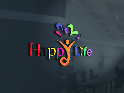 Happy Life 3d app design logo logo design logo illustration web