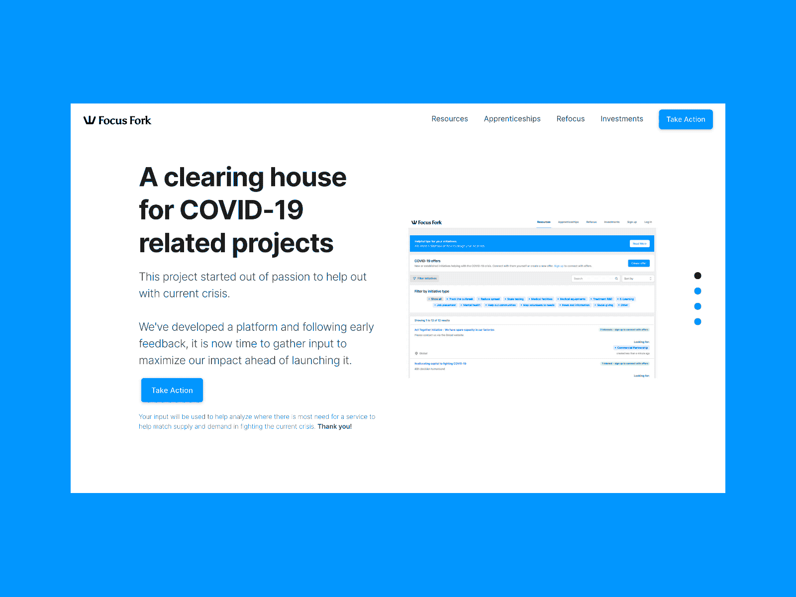 COVID side project landing page ux