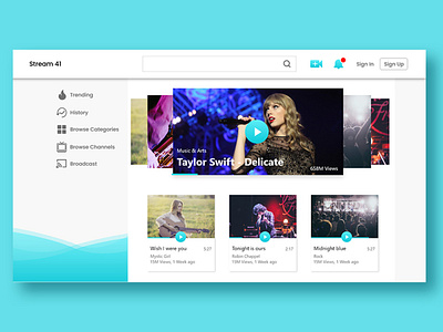 Video streaming web app- homepage broadcast live video video player video streaming web app web app design