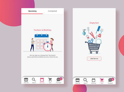Empty states for booking and cart booking booking app empty booking empty cart emptystate salon salon app