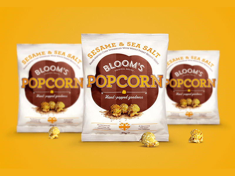 Bloom's Popcorn Packaging branding packaging