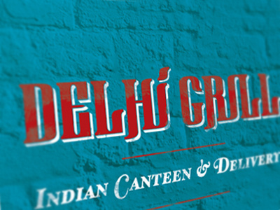 Delhi Grill Branding, London blue branding indian restaurant logo red typography