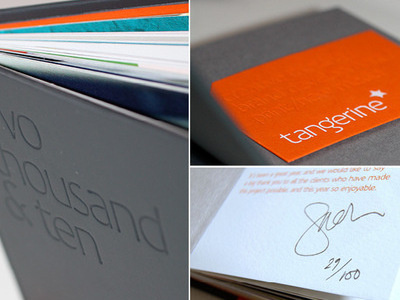 two thousand and ten book brochure corporate design emboss identity limited edition logo orange self promotion tangerine type typography