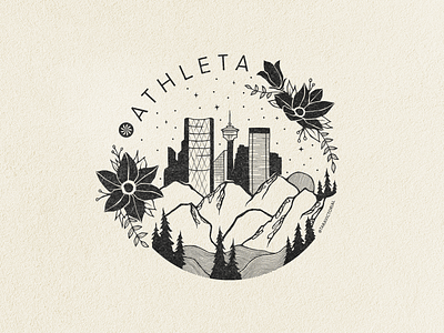 Athleta YYC badge buildings calgary city drawing flower hand drawn illustration line illustration procreate tote bag