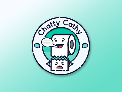 Chatty Cathy badge character chat bubble gradient icon illustration mobile app outline smile speech bubble toilet paper