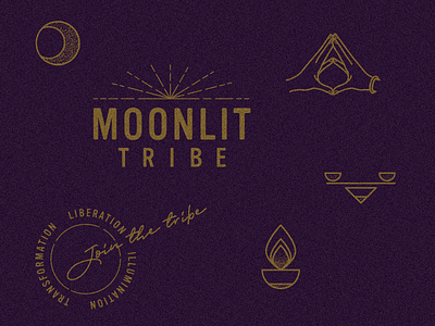 MoonLIT Tribe branding app design app branding badge branding design icon identity illustration logo moon moon logo mudra star typography vector yoga