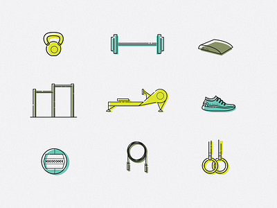 CrossFit Icons branding crossfit fitness fitness icons icons icons design illustration kettlebell running weightlifting workout