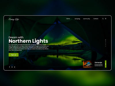 Landing Page UI designs for "Camp Life"