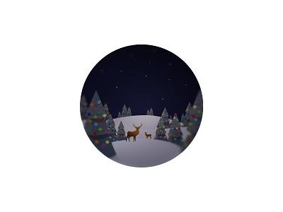Dear christmas deer fairy lights forest illustrator night snow stars trees winter