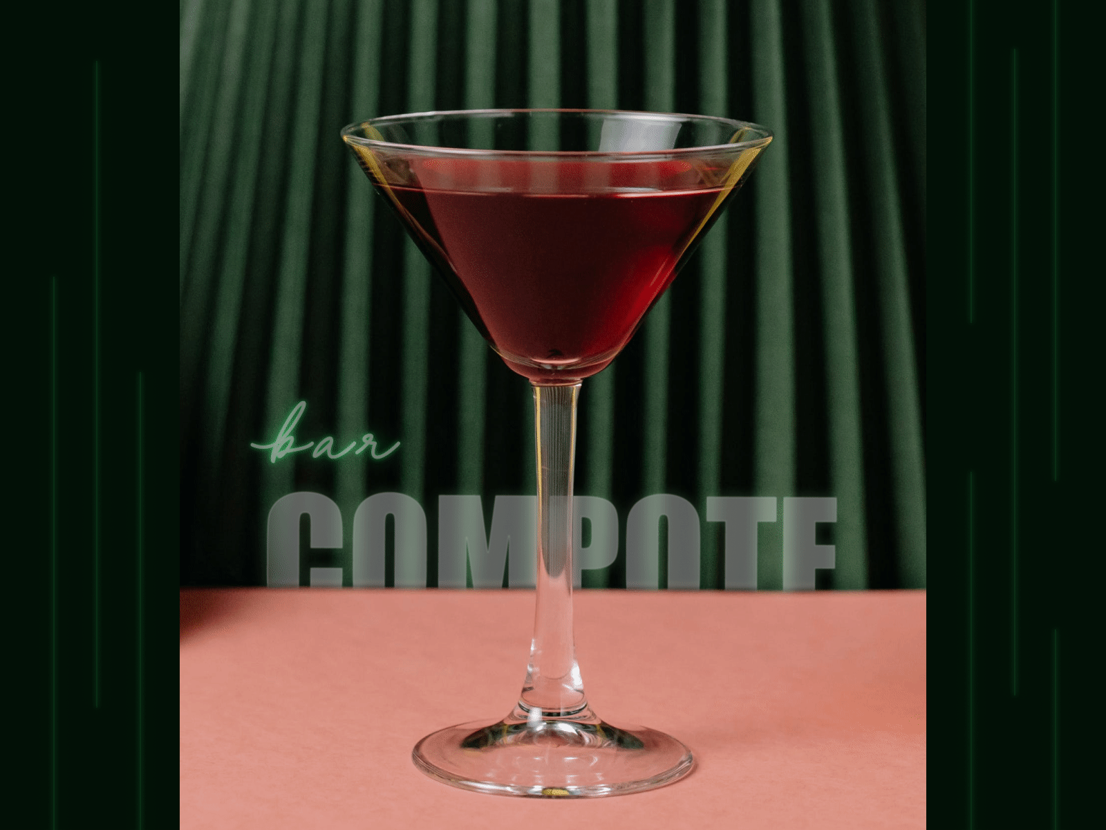 Shot for Compote bar advertising concept advertising animation art bar branding design figma figmotion glass google ads green lightening logo neon typography