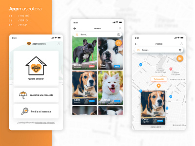 AppMascotera adopt app pets ui ux