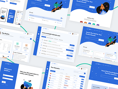 Domain Registrar Screenshots blue branding clean design domain domains galactic galaxy illustration interstellar minimal orbitfour planet playful ui website design