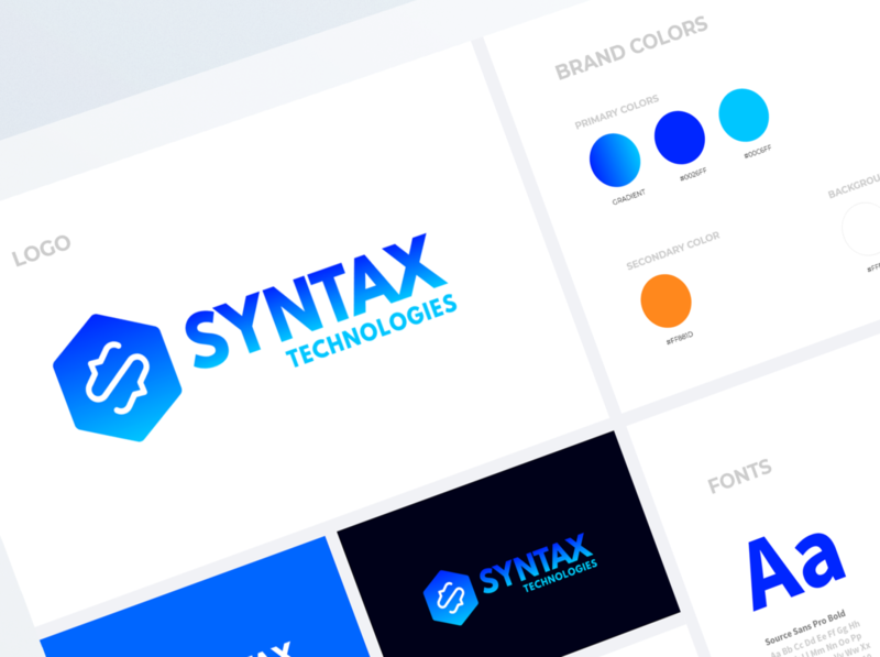 Syntax Technologies Re-branding blue brand colors brand concept brand identity branding fonts logo rebranding redesign typography vector