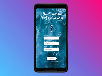 San Francisco Surf Community app design typography ui ux web