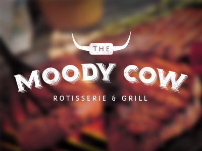 Moody Cow Initial Design 1 cow grill horns logo logo design restaurant rotisserie steak