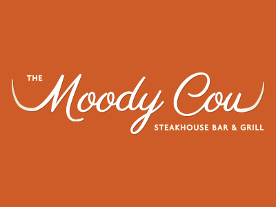 Moody Cow Initial Design 2 v1 cow grill horns logo logo design restaurant rotisserie steak