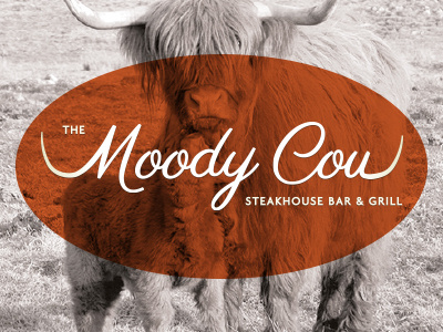 Moody Cow Initial Design 2 v2 cow grill horns logo logo design restaurant rotisserie steak