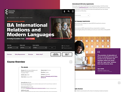 University of Essex - Website Redesign branding case study digital gradient layout typography ui ux website