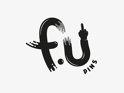 F U Pins - Logo Design fuck you logo middle finger monotone pins vector