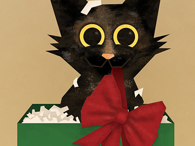 Fifi Christmas Card christmas illustration illustrator kitten photoshop vector