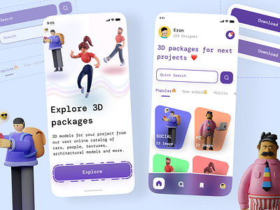 3D App Light - Figma Community 💙