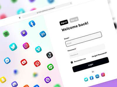 Sign in/up ✨ login logo sign up signin social media ui ux web