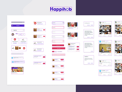 HappiHub Component Library & Styleguide android app branding color palette component library design library design system figma figmadesign interface mobile product design styleguide typogaphy ux