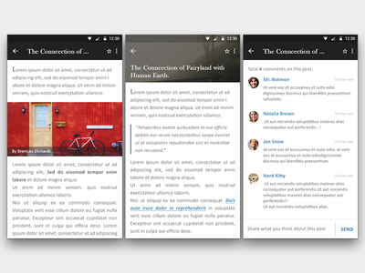 Mobile Blog App UI android app blog comments interface material mobile post user experience user interface design ux