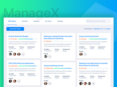 Managex - Redesign [WIP] dashboard interface project manager ui web wordpress