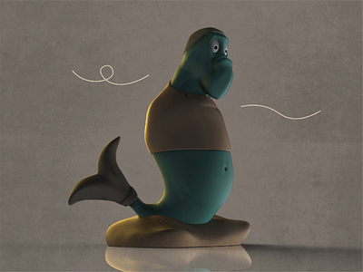 Tonkaka 3d characterdesigner fish graphic monoline rasakolko rendering ton wip